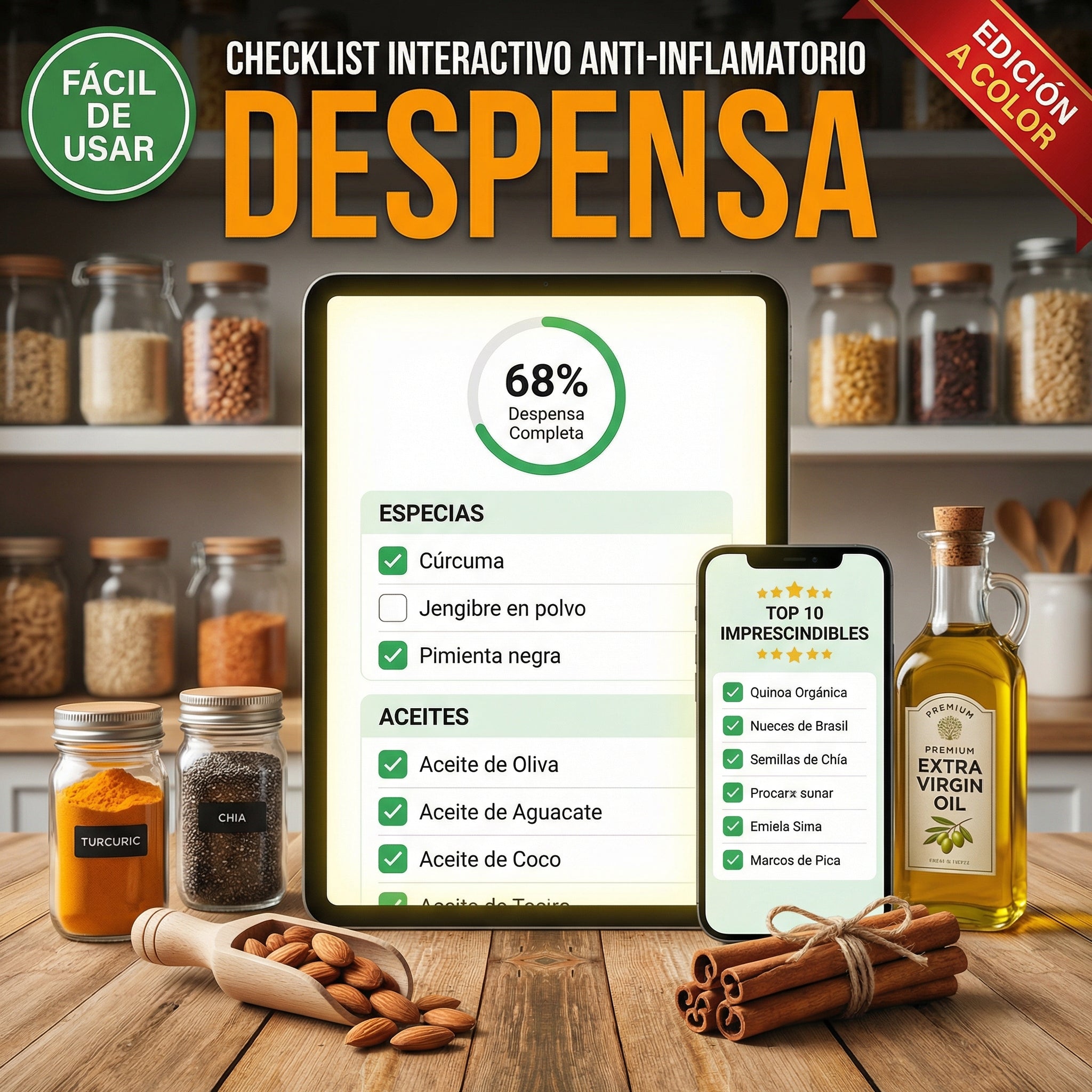Despensa Antiinflamatoria: El Checklist Definitivo de 56 Ingredientes